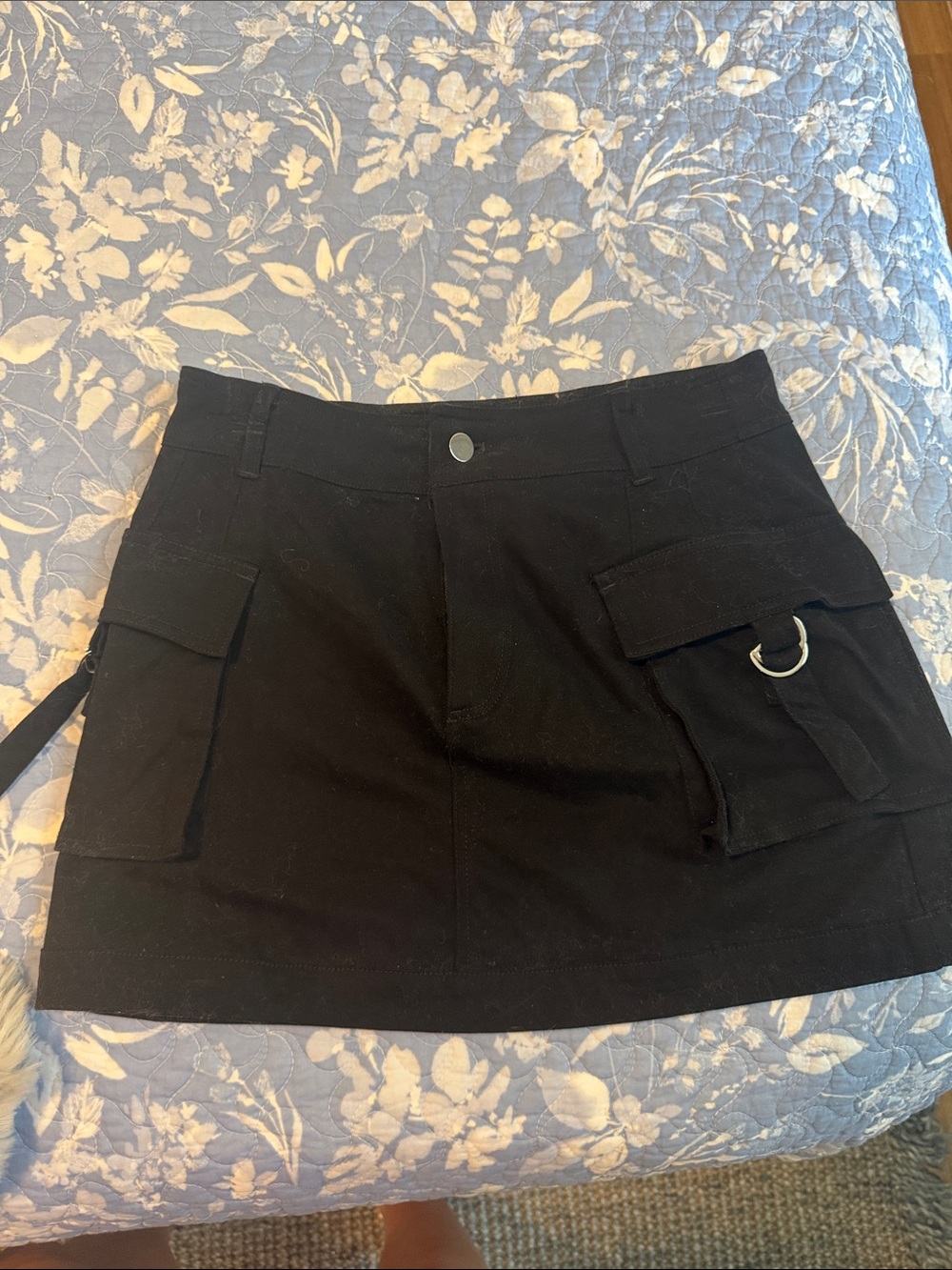 Black Cargo Mini Skirt with Utility Pockets